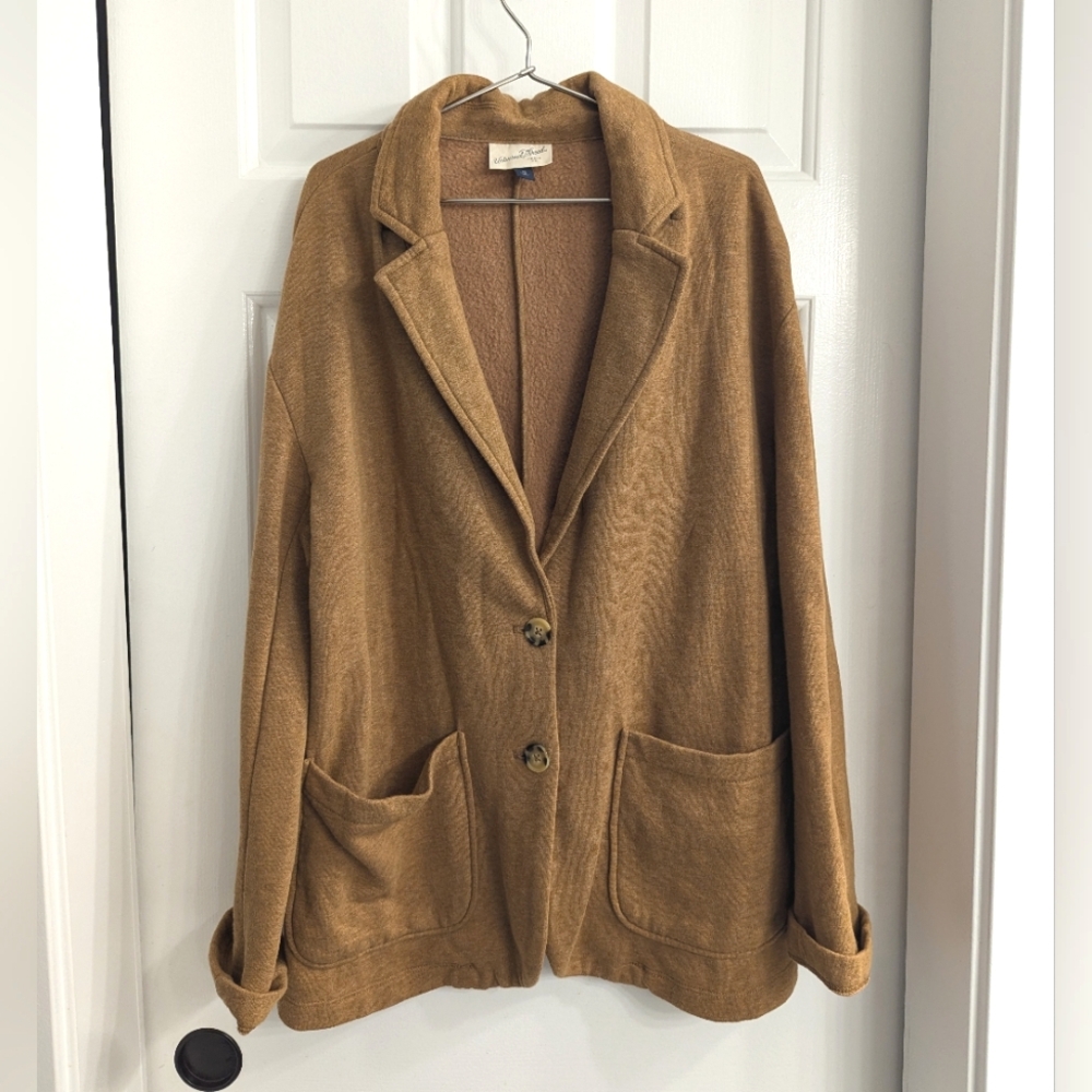 Universal Threads Mustard Heather Soft Cotton Fleece Button Cardigan Jacket